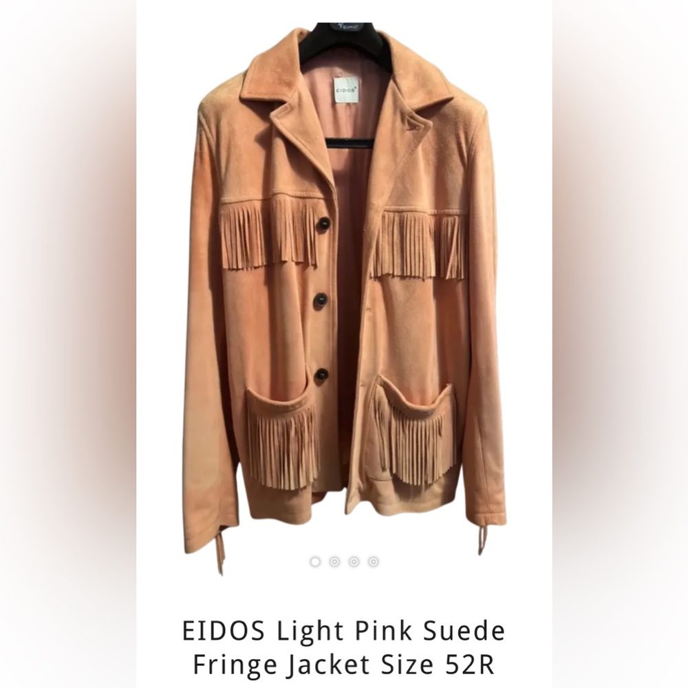 EIDOS Light Pink Suede Fringe Jacket Size 52R
